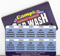10 Exterior Car Wash Pre-Paid Card